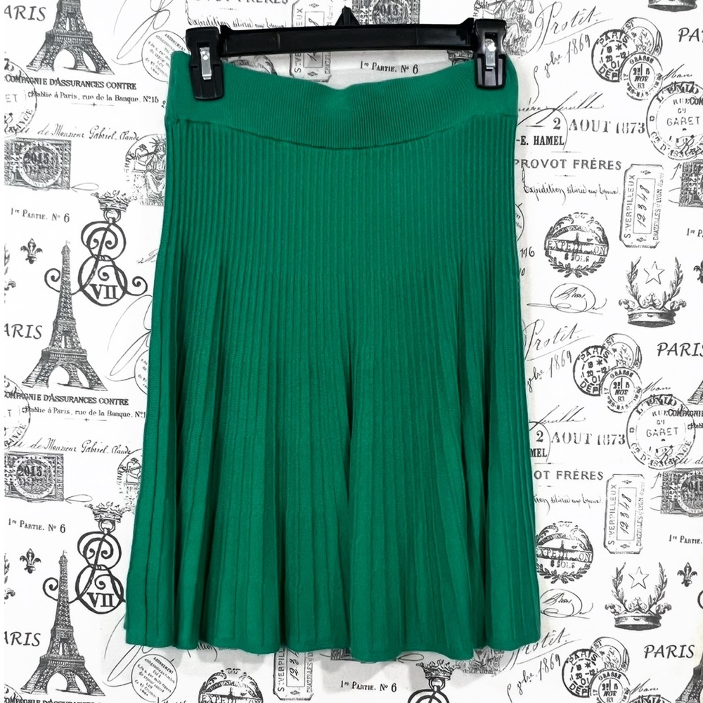 Ann Taylor Petite Green Sweater Knit Pleated Midi Skirt SP - Picture 4 of 11